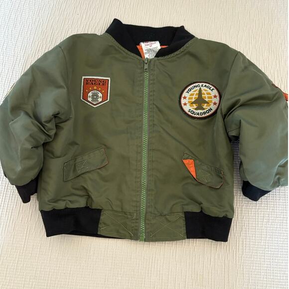 Bomber Jacket 3T BabyFair Toddler  Army Green Flight Pilot Patch MA-1 Style - Picture 1 of 4